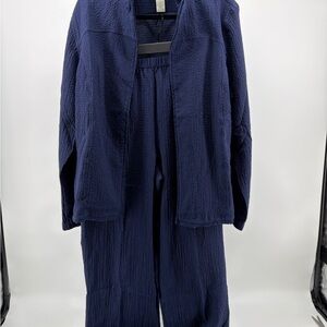 2 Piece EUC VTG Orvis Athliesure Tracksuit Large Women's *Navy* Pockets Crinkle